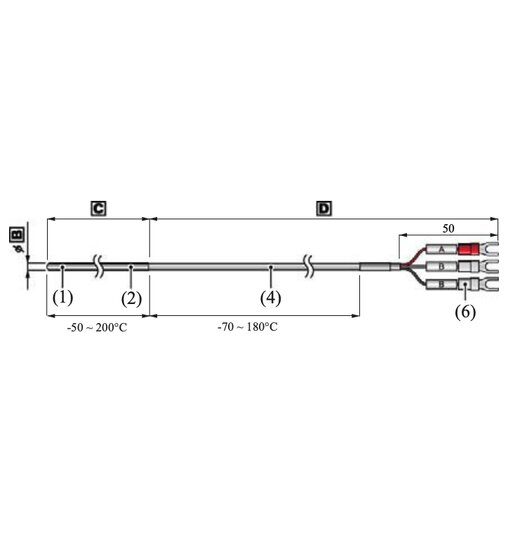 TR-8100 Pt100-Temperatursensor, Economy-Typ, Messbereich: -50 bis 200C