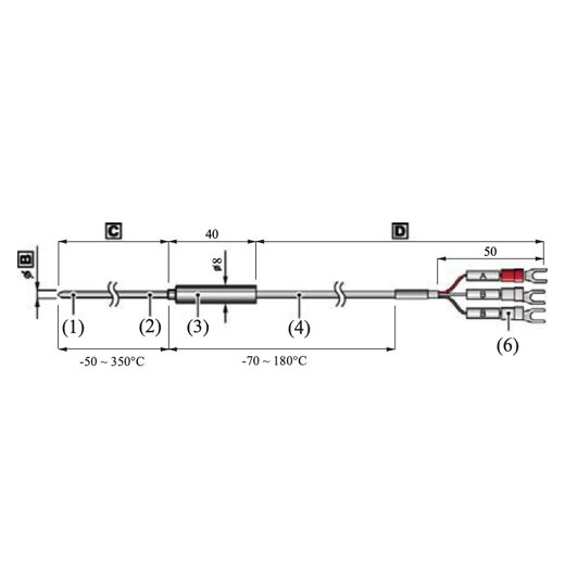 TR-8110 Pt100-Temperatursensor, Standard, Messbereich: -200 bis 350C