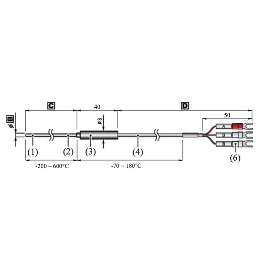 TR-8120 Pt100-Temperatursensor, Breiter Temperaturbereich, Messbereich: -200 bis 500C