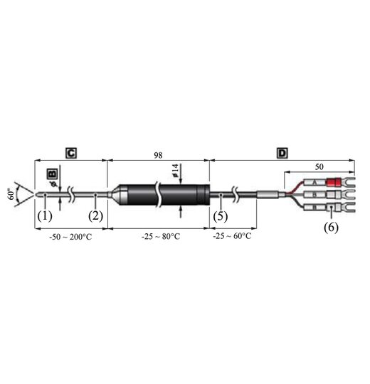 TR-8130 Pt100-Temperatursensor mit Handgriff, Messbereich: -50 bis 200C