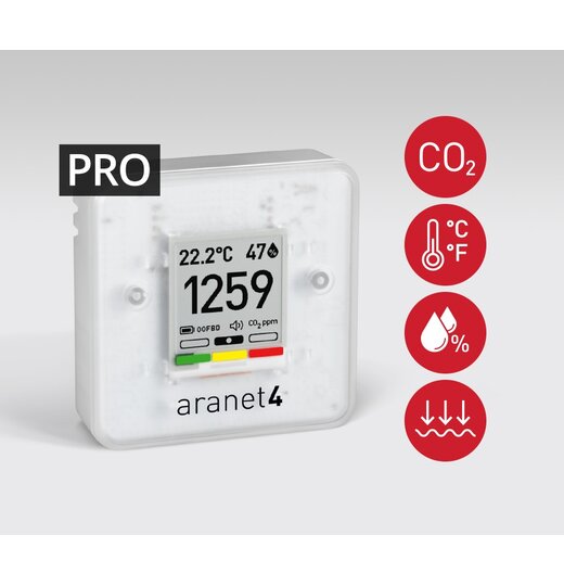 Aranet4-PRO CO2, Feuchte-/Temperatur, Luftdruck Funkdatenlogger/Sensor