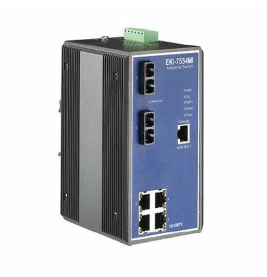 EKI-7554SI 4+2 SC-Type  Single-mode Industrie Fiber Optic Ethernet Switch, -40.....75°C