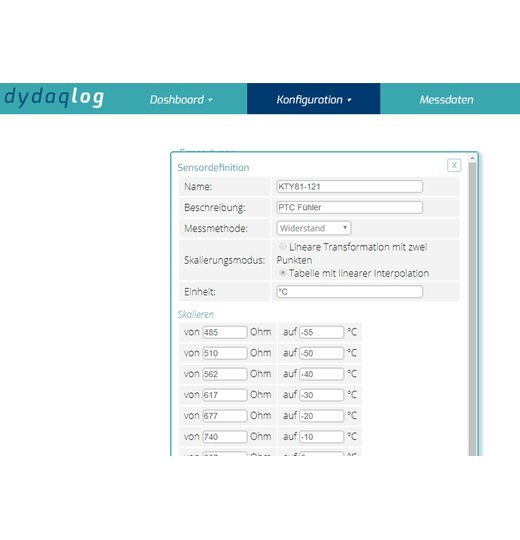 dydaqlog Software-Erweiterung zur Definition eigener Sensor-Typen