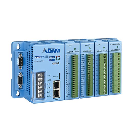 ADAM-5000L/TCP: 4-slot Analog-, Digital- I/O-System, Ethernet