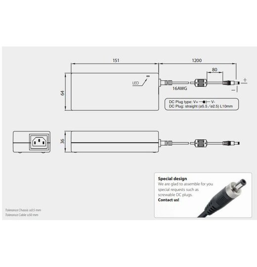 BET-0912 Industrie Tischnetzteil, 90 Watt, 12V DC