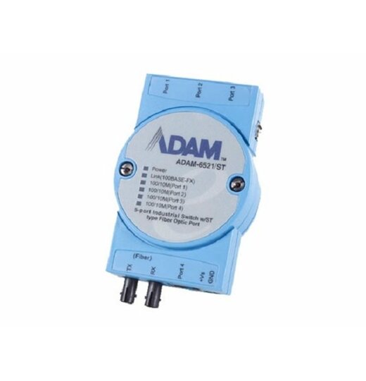 ADAM-6521_ST 5-Port Industrie Ethernet Switch mit Multi-Mode ST Typ Glasfaseranschluss