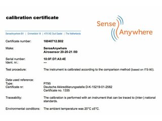 DIN ISO Werks Kalibrierzertifikat fr SenseAnywhere